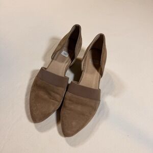 Eileen Fisher d'Orsay Pumps Women 6M Tan Good Suede Pointed Toe Wedge Heel
